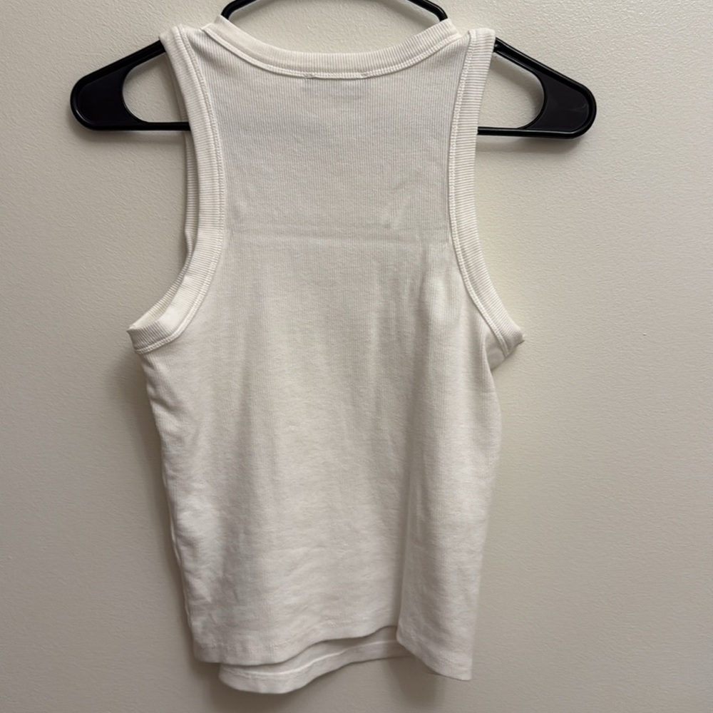Zara White Rhinestone Ribbed Tank Top - Picture 5 of 9